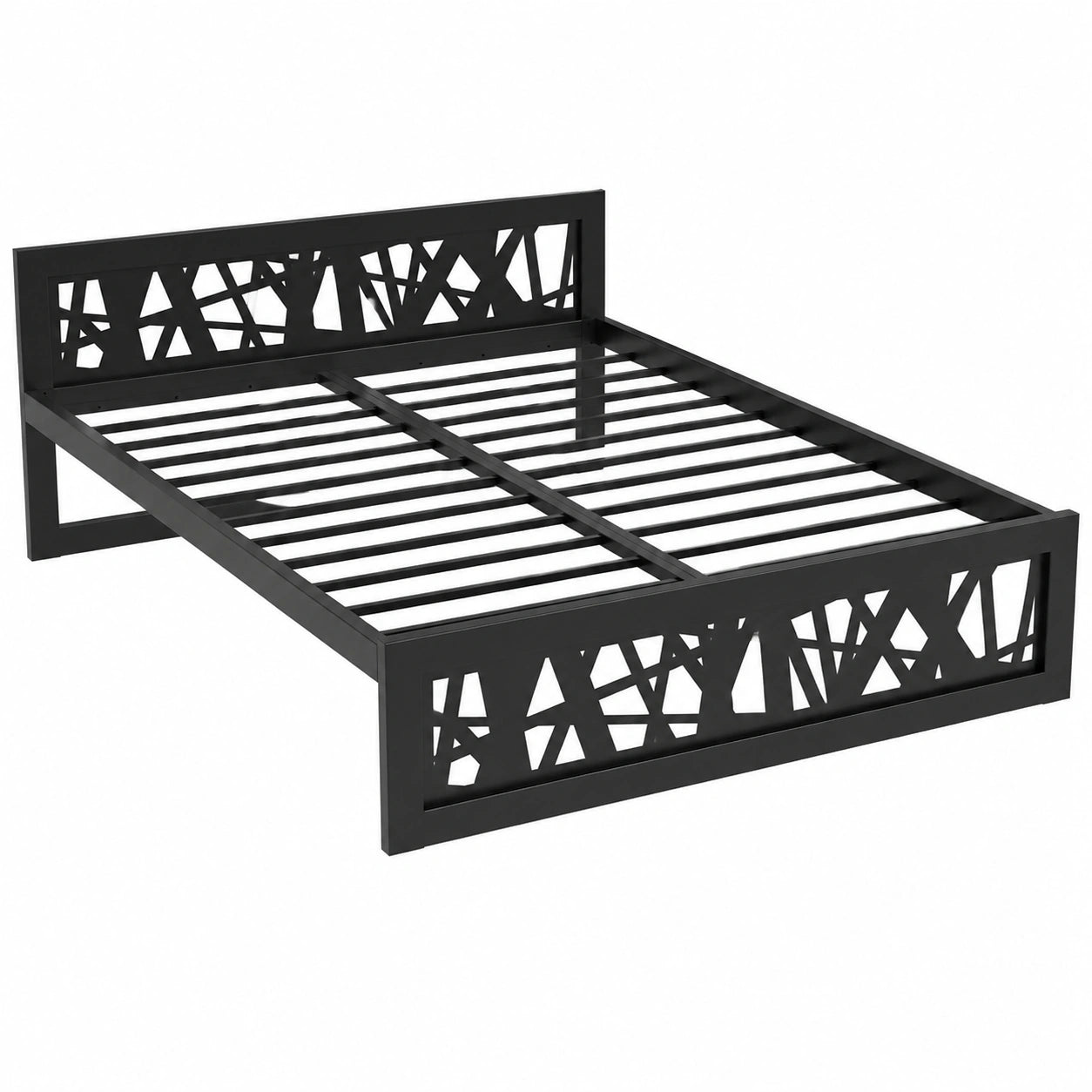 Robustes Metallbett 180x200 cm – Schnellmontage & Hohe Belastbarkeit – Geräuschloser Bettrahmen mit Stauraum, Schwarz
