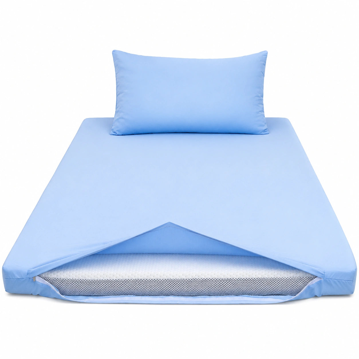 Waschbarer Baumwoll-Futonbezug mit Reißverschluss für Queensize-Bett, 150 x 200 cm, Himmelblau