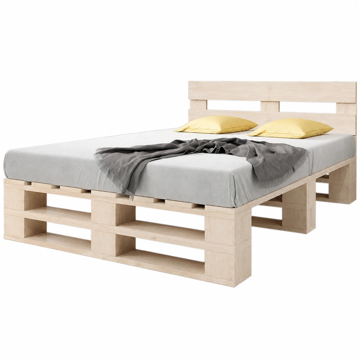 Massivholzbett 180x200 cm mit Kopfteil & Stauraum - Familienbett