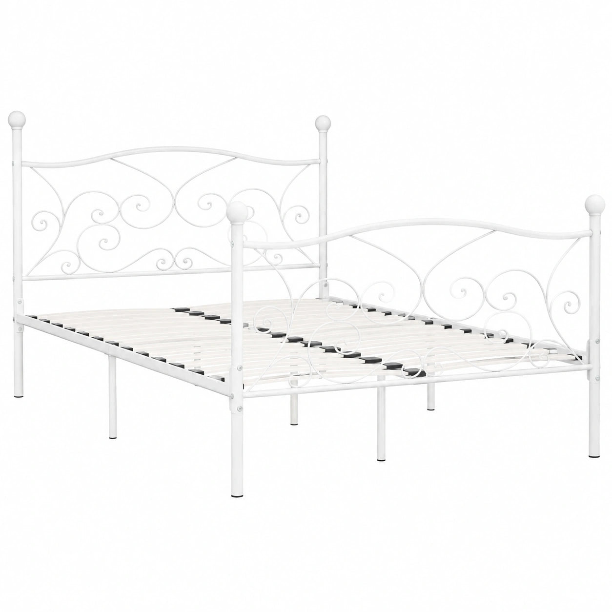 Metall-Doppelbett mit Lattenrost 140x200 cm Weiß - Elegantes Bettgestell