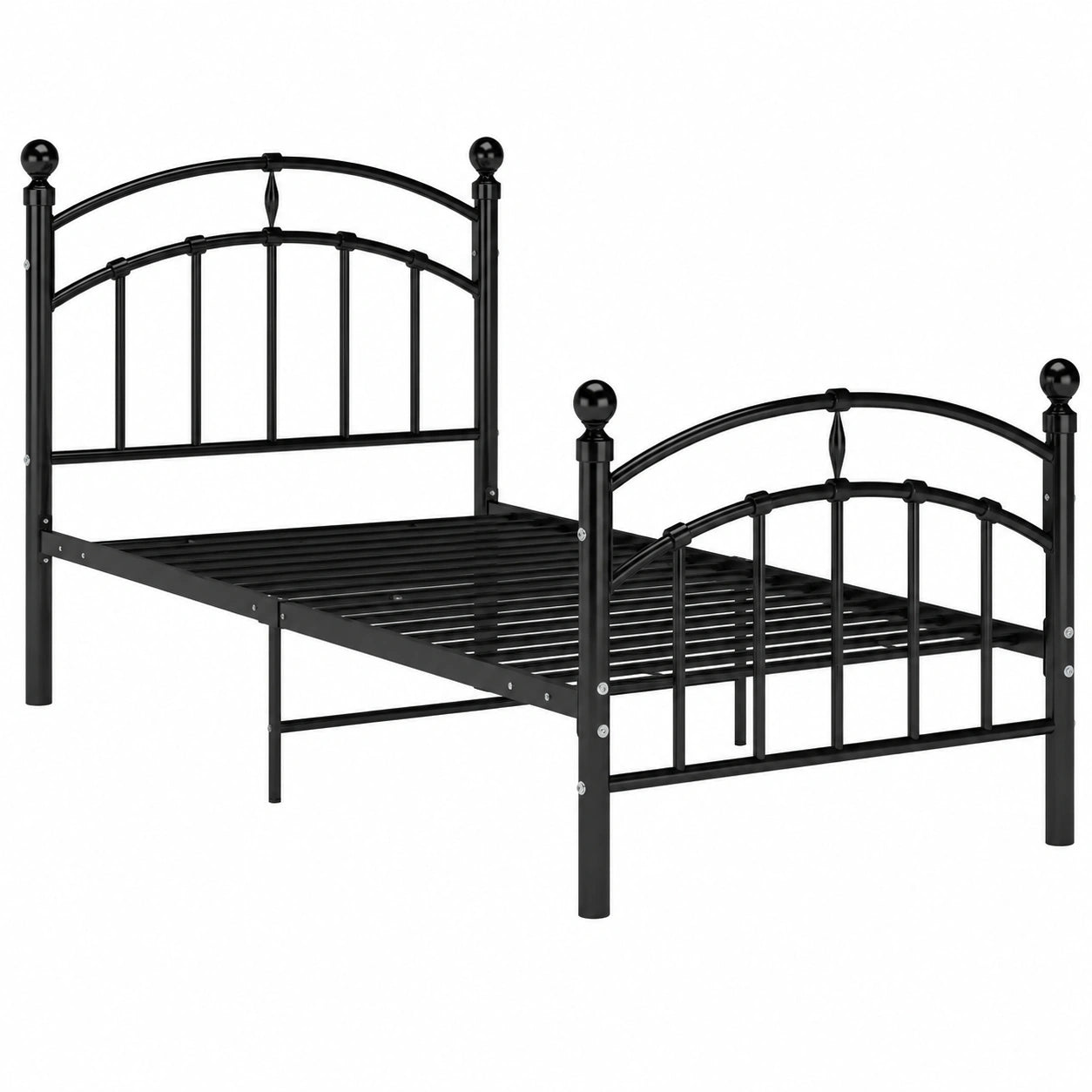 Metallbettgestell Schwarz 100x200cm mit Lattenrost