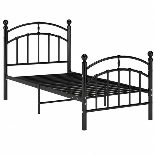 Metallbettgestell Schwarz 100x200cm mit Lattenrost