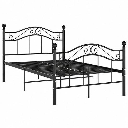 Metall-Doppelbett mit Lattenrost, 120x200 cm, Schwarz