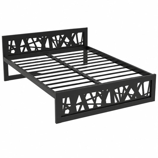 Robustes Metallbett 180x200 cm – Schnellmontage & Hohe Belastbarkeit – Geräuschloser Bettrahmen mit Stauraum, Schwarz
