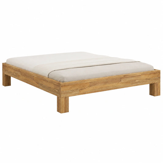 Skølm Floki Massivholz-Eichenbett 140x200 cm - Robustes Bettgestell ohne Kopfteil - Natürlich geöltes Holzbett - Ideal als Doppelbett-Futon
