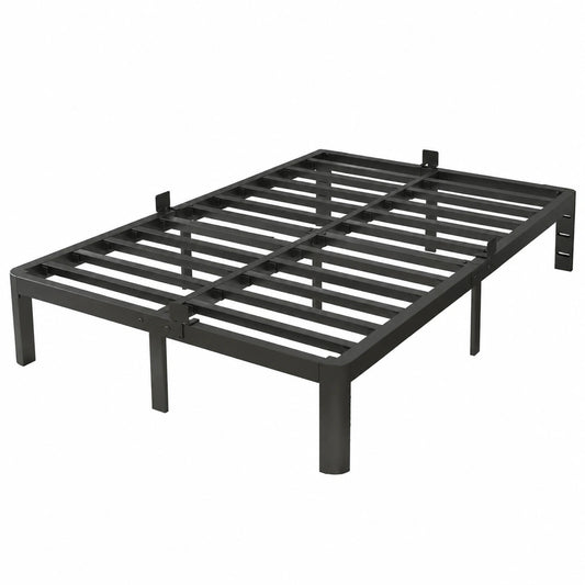 Doppelbett 140 x 200 cm, Schwarzer Rahmen mit rutschfesten Füßen und großem Stauraum (41 cm), ideal für Schlafzimmer und Gästezimmer