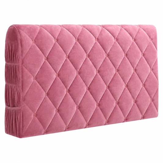 Hochwertiger Samt-Kopfteilbezug für Doppel-, Queen- und Kingsize-Betten, dekorativer Überzug für Schlafzimmer, Rosé, Cal King: 180 cm