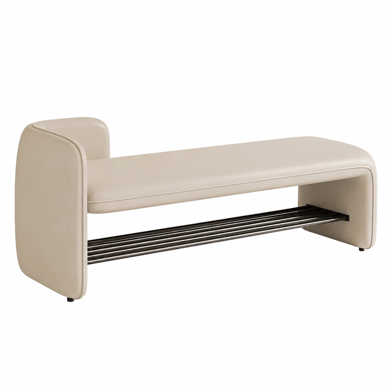 Elegante Sitzbank mit Stauraum, geschwungen, ideal für Schlafzimmer und Wohnzimmer, passend zu King- und Queensize-Betten, braunes Design (80 x 40 x 55 cm)