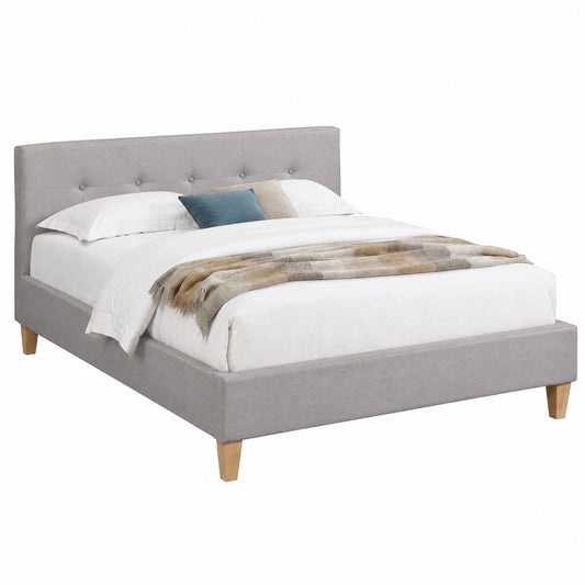 Polsterbett Adele in Grau, 140x200 cm, mit Lattenrost, Jugend- und Doppelbett