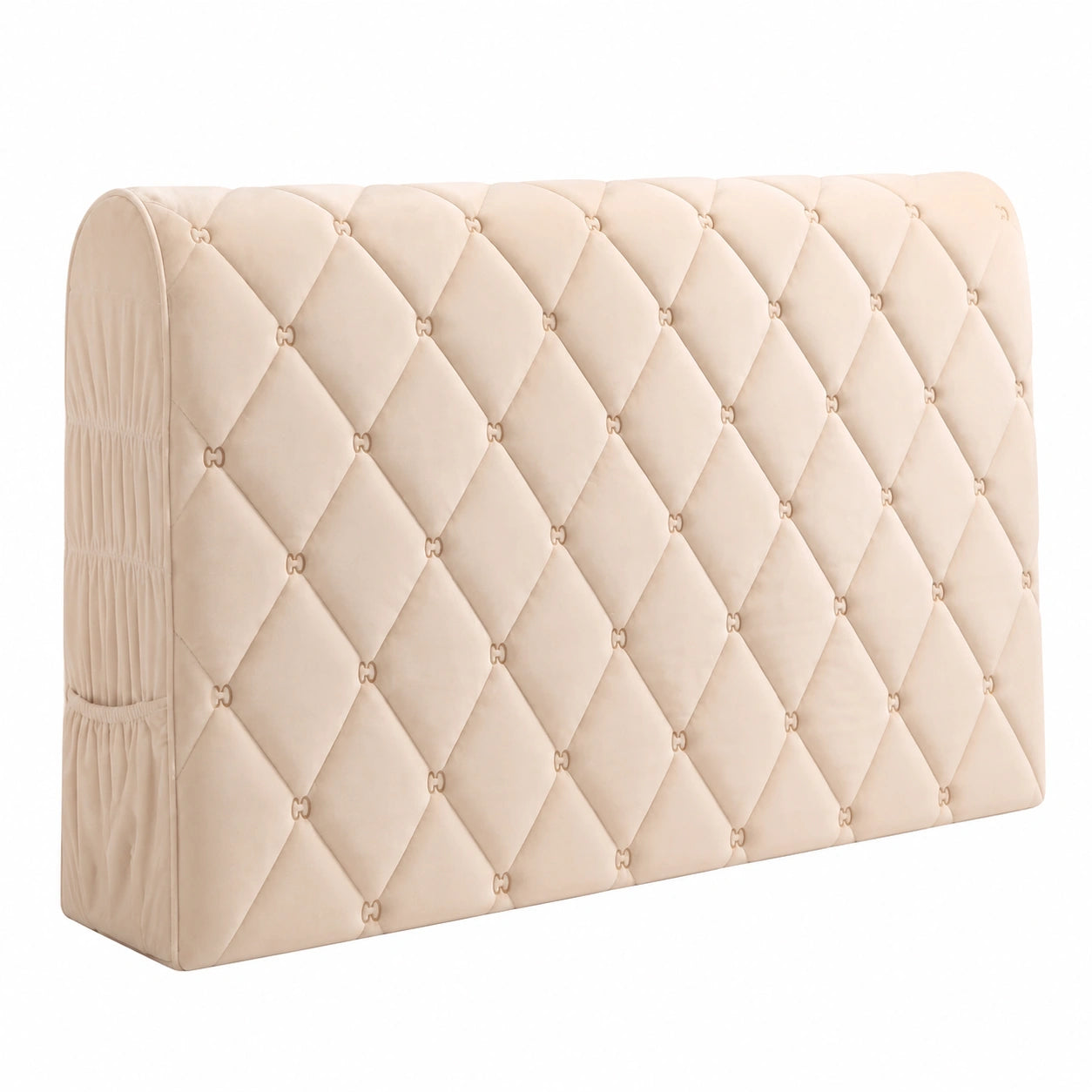 Samt Kopfteilbezug für Doppel-, Queen- und Kingsize-Betten, Beige, Länge: 120 cm