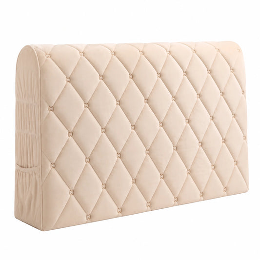 Samt Kopfteilbezug für Doppel-, Queen- und Kingsize-Betten, Beige, Länge: 120 cm