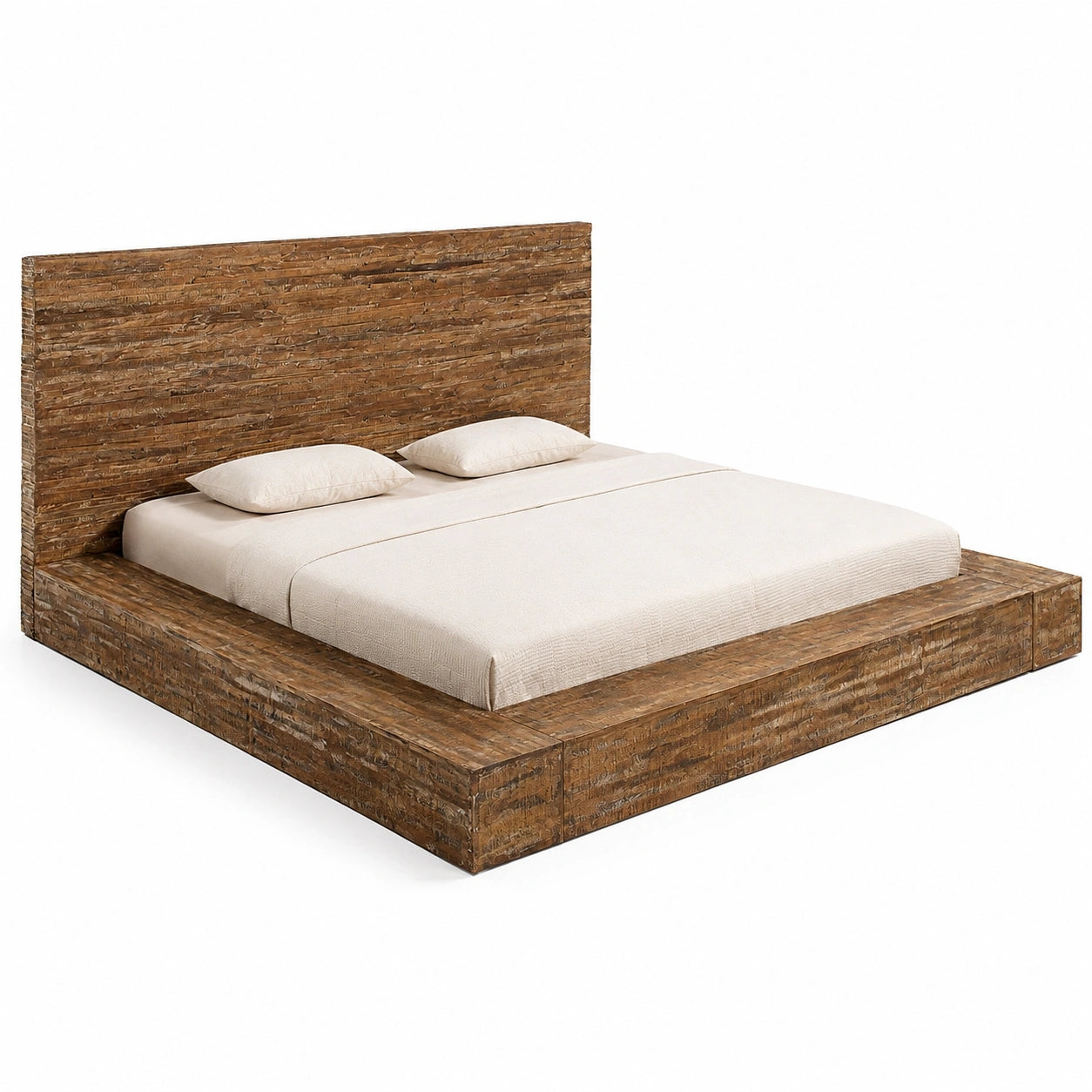 Woodkings® Massives Holzbett 180x200 im rustikalen Balkenstil für das Schlafzimmer