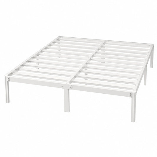 Lutown-Teen Metallbett 120x190 cm mit runden Beinen, stabiler Bettrahmen mit Lattenrost, Weiß
