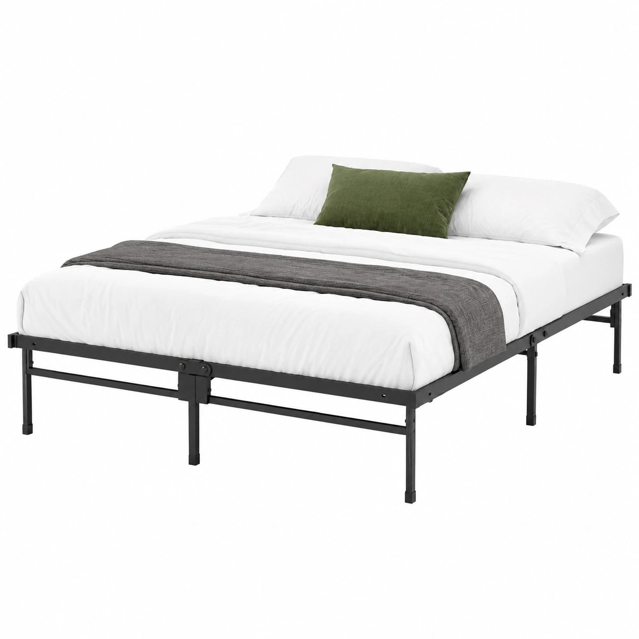 Zinus Justin Metallbettgestell 140x200 cm - 36 cm Höhe mit Stauraum - Schwarzes Plattformbett