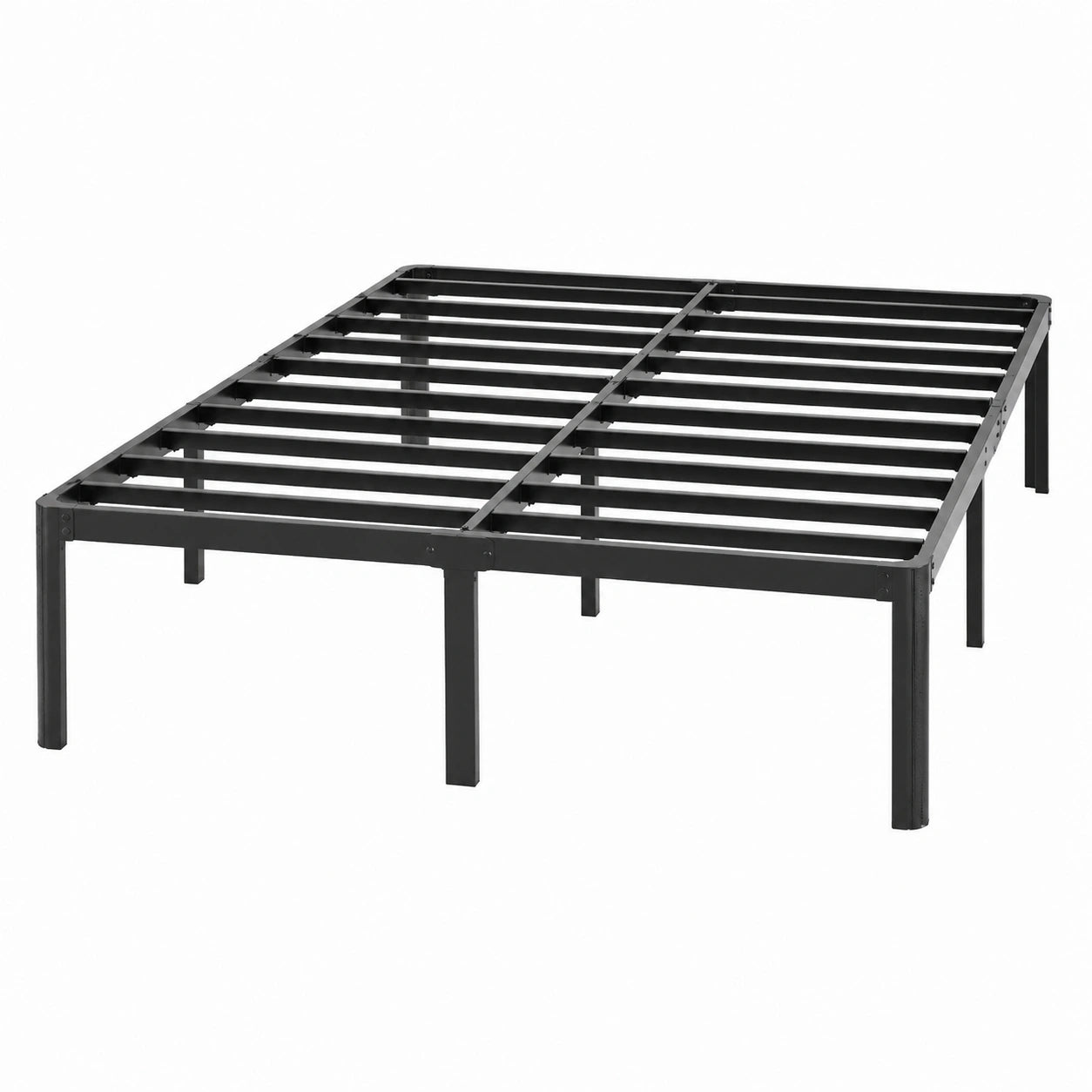 Lutown-Teen Metallbett 135x190 cm mit Rundbeinen, 46 cm Hochzeitsbett mit Metalllattenrost, Schwarz